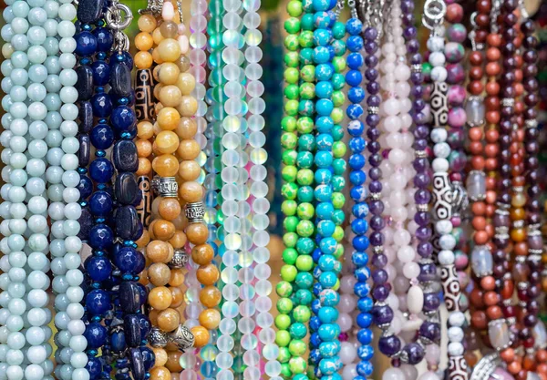 Beads Various Natural Semiprecious Stones — Stock Photo, Image