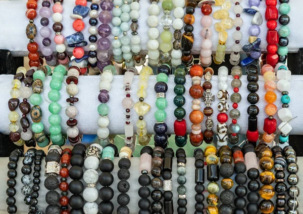 Bracelets Various Natural Semiprecious Stones — Stock Photo, Image