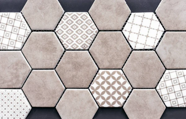 Telha Cerâmica Bege Forma Favos Mel Ladrilhos Hexagonais — Fotografia de Stock