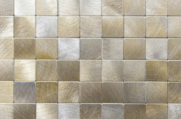 Telha Mosaico Metal Prateado Com Elementos Dourados Metal Mosaico Forma — Fotografia de Stock