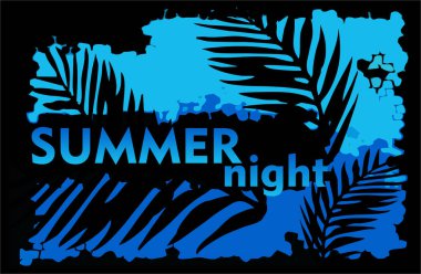 Siyah ve mavi arkaplan üzerine yaz gecesi metni