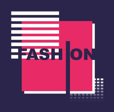 Pembe kareli mavi arkaplanda moda metni