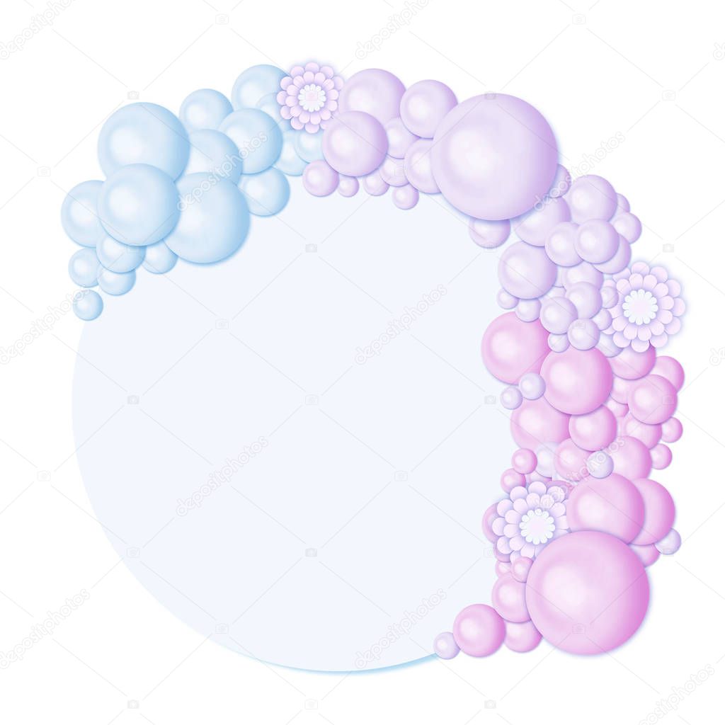 soft pink pearl balloons on a white background