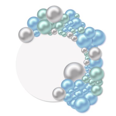 Beyaz arkaplanda yumuşak blu inci balonlar