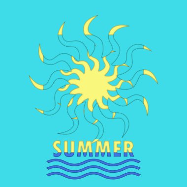 Mavi arkaplanda güneş ve metin yazı