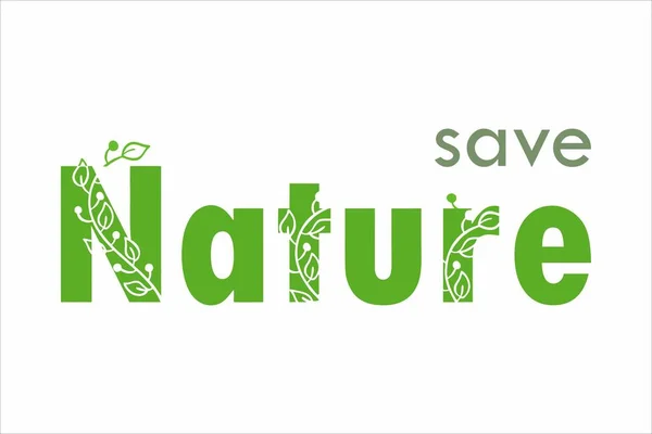 Texto Verde Naturalezasobre Fondo Blanco —  Fotos de Stock
