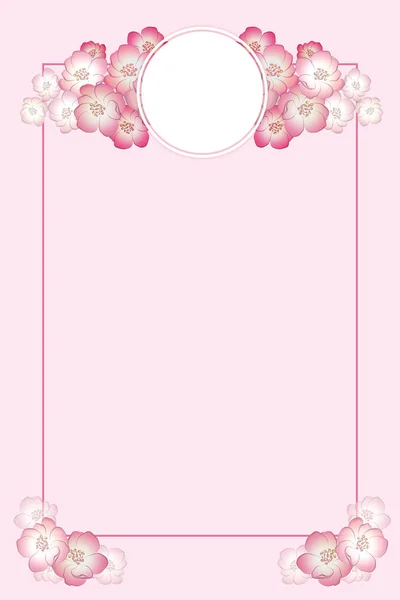 Delicate Pink Romantic Blooming Flowers Spring Frame Sacura Card — Stock Photo, Image
