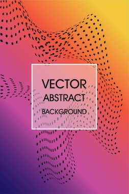 Renkli dalga benekli arka plan. Gelecekçi çarpık soyut şablon. Grunge, nokta, daireler. Posterler, kartvizitler, kapaklar, çıkartmalar, etiketler için modern vektör optik arkaplan.