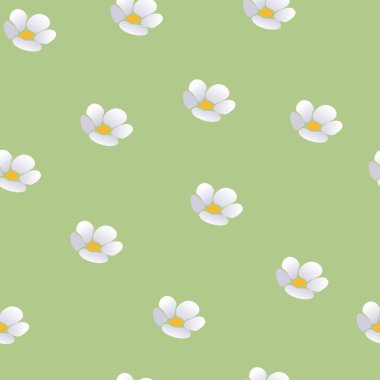   Açık yeşil arka planda papatyalar. Kusursuz bir süs. Hassas baskı. Duvar kağıdı, kumaş, giysi, iç mekan, tekstil, ambalaj için yumuşak arka plan. Vektör illüstrasyonu