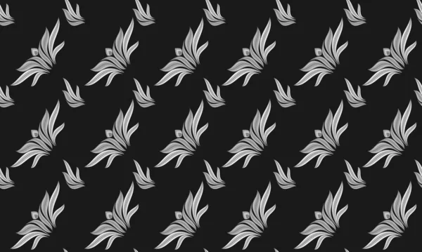 Koyu arkaplanda gri renkli çiçek deseni var. Kusursuz doku. Duvar kağıdı, tekstil, ambalaj, kumaş için vektör illüstrasyonu.