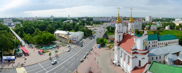 Panoramiczny widok z góry na Lenina Street, Vitebsk, Białoruś — Zdjęcie stockowe