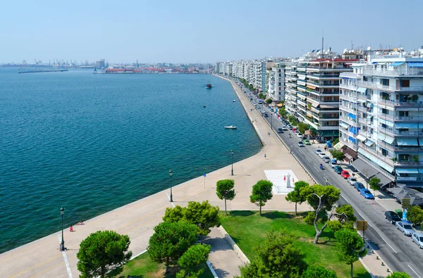 Blick von oben auf Meer und Thermalbucht, Thessaloniki, Griechenland — Stockfoto