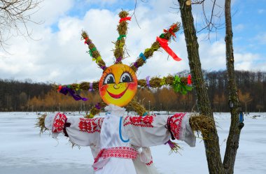 Arka plan bahar peyzaj Shrovetide bebek 