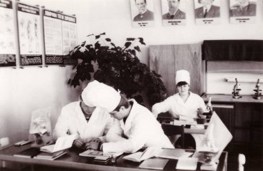 Öğrencilerin tıp Enstitüsü, Biyoloji bölümü (vintage fotoğraf 1986)