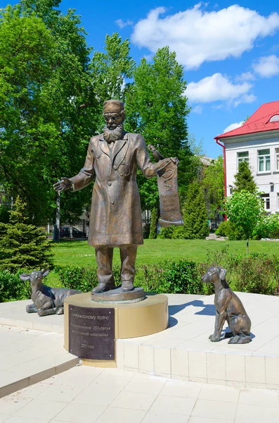 Monument to veterinarian in square of Vitebsk State Academy of Veterinary Medicine, Belarus — Stock Photo, Image
