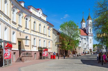 Tolstoy Street with view of Holy Resurrection (Rynkovaya) Church, Vitebsk, Belarus clipart
