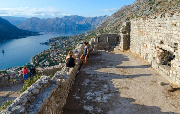 Ruins of fortress of St. John (Illyrian fort) over city of Kotor, Montenegro — Stock Photo, Image