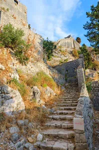 Ruinas de la antigua fortaleza sobre la ciudad de Kotor, Montenegro — Foto de Stock