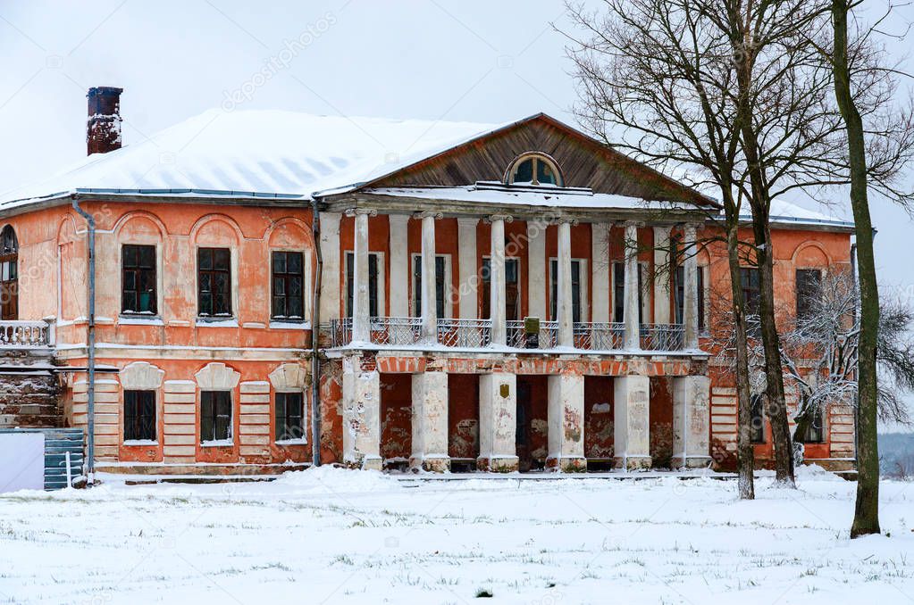 Abandoned manor house of Chaletsky and Voynich-Senkozheskiy in village of Khalch, Belarus