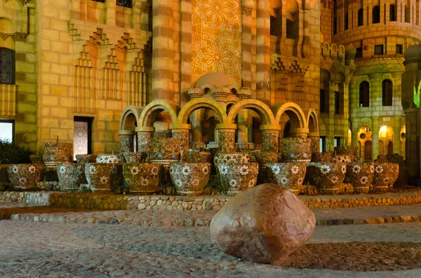 Mesquita Al-Sahaba no Velho Mercado à noite, Sharm El Sheikh, Egito — Fotografia de Stock