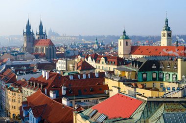 Prague, Çek Cumhuriyeti tarihi merkezinin güzel Üstten Görünüm