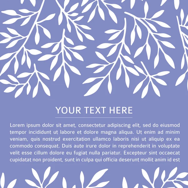 Leaves Your text here card light violet — Stock Vector