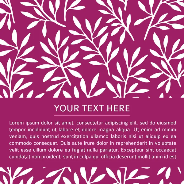 Leaves Your text here card violet — Stock Vector