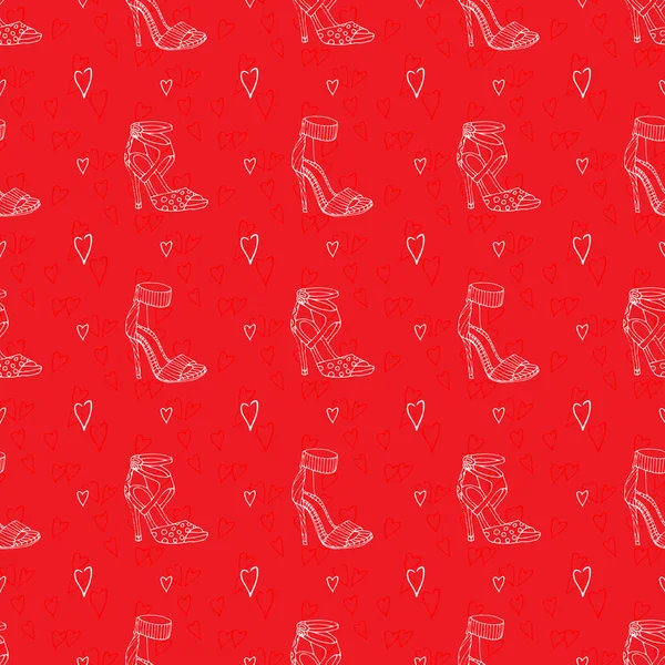 Women shoe pattern in red — Stock Vector