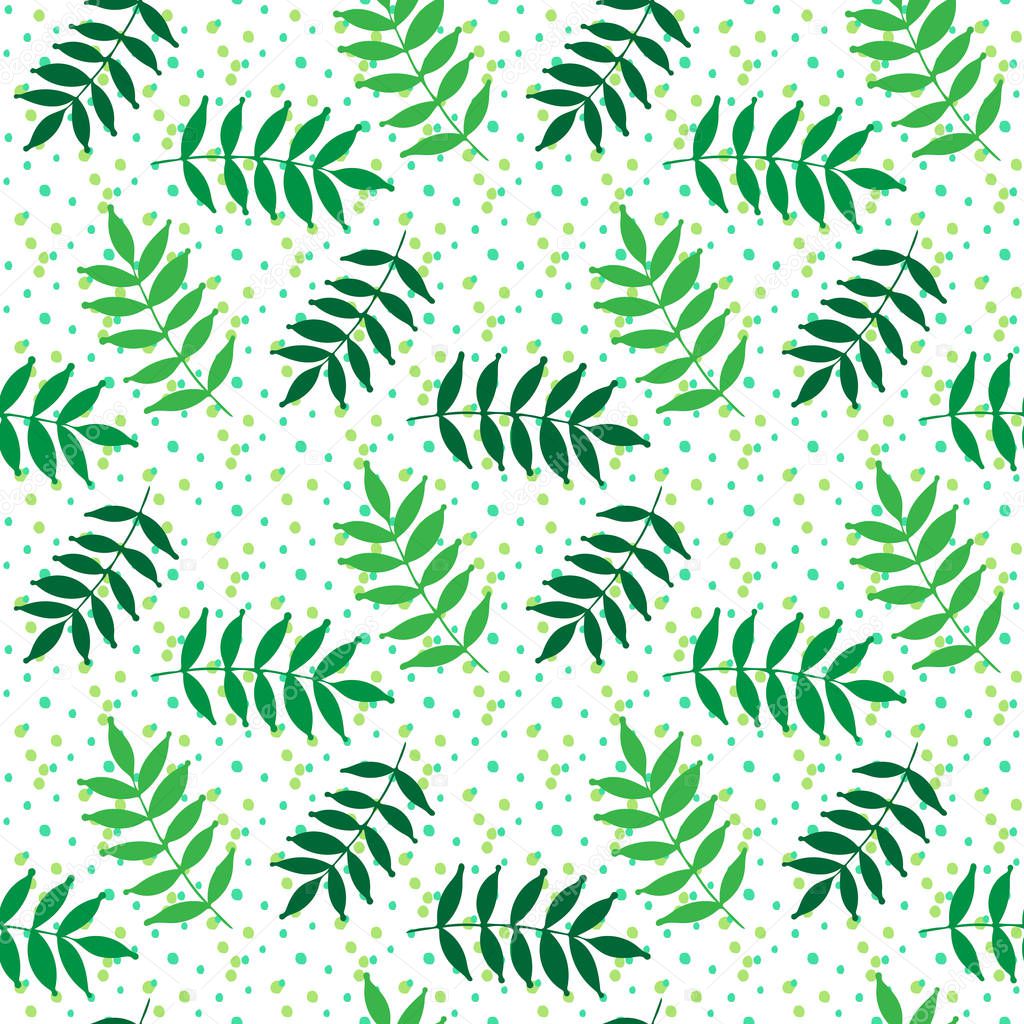 Leaves ad dots pattern green