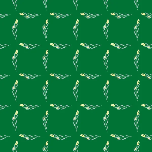 Безшовний Акварельний Візерунок Квіткових Букетів Ніжні Елегантні Кольори Зеленому Тлі — стокове фото