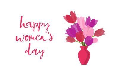 Vector illustration of Womens International day text for bags, tag and icon. Womens day card/invitation/template. Womens day calligraphy background. Womens day lettering typography poster.
