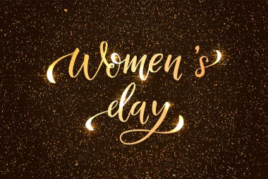 Vector illustration of Womens International day text for bags, tag and icon. Womens day card/invitation/template. Womens day calligraphy background. Womens day lettering typography poster.