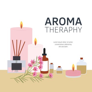 Vektör illüstrasyon Aromaterapi. Aromatizör. Aromatik oda spreyi
