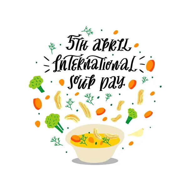 Illustration vectorielle dessinée à la main de soupe de poulet — Image vectorielle