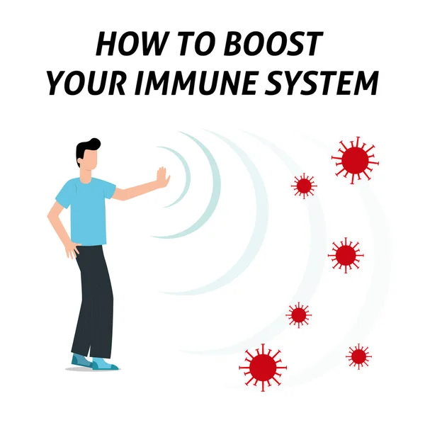 Sistema inmunológico impulsar la ilustración vectorial. Bacterias sanitarias — Vector de stock