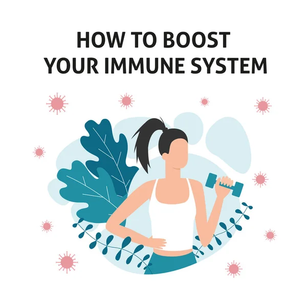 Immuunsysteem boost vector illustratie. Gezondheidsbacteriën — Stockvector