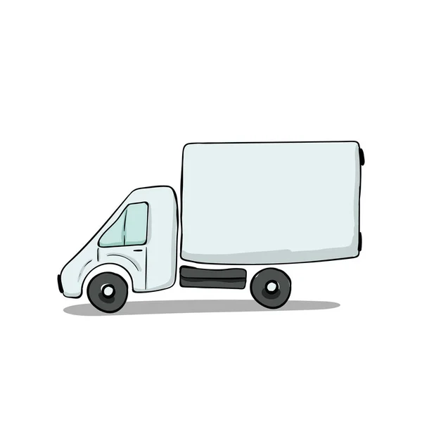 Illustration de camion dans des lignes de croquis doodle — Image vectorielle