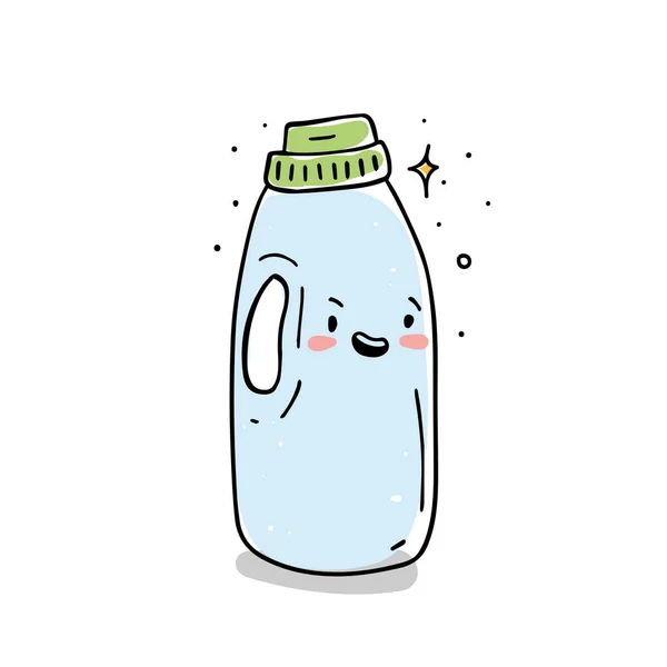 Lustige Waschmittelflasche Charakter lächeln Cartoon-Stil — Stockvektor