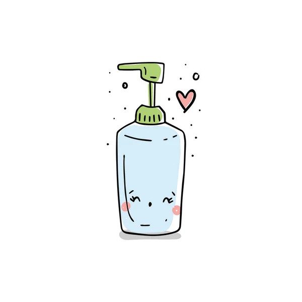Lustige Waschmittelflasche Charakter lächeln Cartoon-Stil — Stockvektor