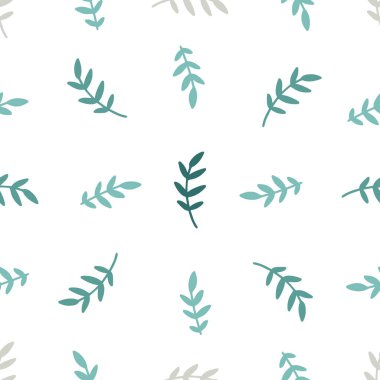 Yapraklı, dallı kusursuz desen. Etno tarzında doku. Parlak renklerde çiçekli resimlerle eğlenceli bir arka plan. Vektör illüstrasyonu.