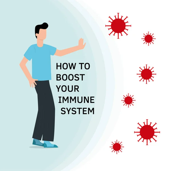 Il sistema immunitario aumenta l'illustrazione vettoriale. Batteri sanitari — Vettoriale Stock