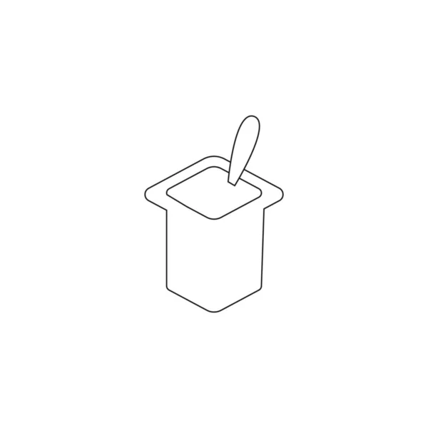 Icona contenitore yogurt vettoriale con cucchiaio — Vettoriale Stock