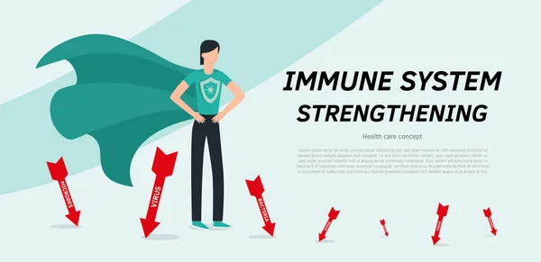 Immune system vector icon logo. Health bacteria virus protection. Medical prevention human germ. Healthy man reflect bacteria attack with shield. Boost Immunity with medicine concept illustration — Stock Vector