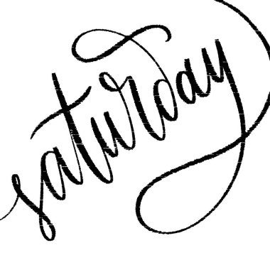 Cumartesi elle çizilmiş ifade çizimi. Vektör olarak hafta içi el yazısı. Tişörtler, posterler, kartlar için bir slogan. Dijital çizim biçimi tasarımı.