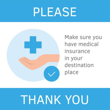 Make sure you have medical insurance for travel. Guidance, recommendation. Avia coronavirus prevention rules. Travel guidance for travelers avia flights, train trips infographic flat style vector clipart