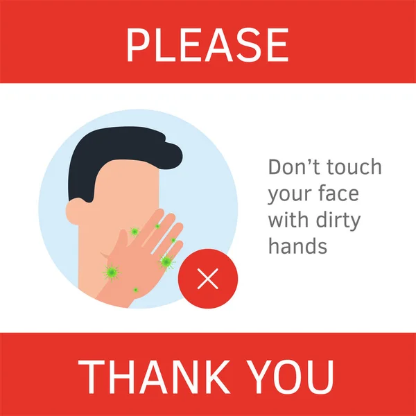 Do not touch face, eyes, nose, mouth. Vector flat style infographic no hand contact. Social distance. Avia coronavirus prevention rules. Travel guidance for travelers avia flights, train trips — Stock Vector