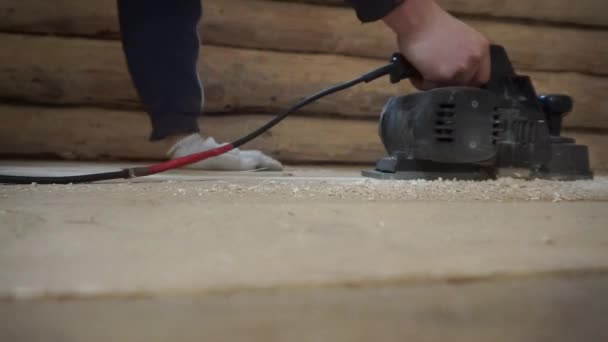 Planear Las Tablas Madera Con Plano Eléctrico — Vídeo de stock