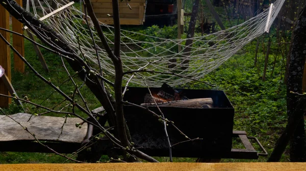 Barbekü Hamak Salıncak Açık Hava Eğlencesi Dacha — Stok fotoğraf