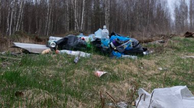 Çevre kirliliği. Çöp yığını. İnsanların doğaya olan ilgisizliği. boş şişeler, çöpler, inşaat atıkları