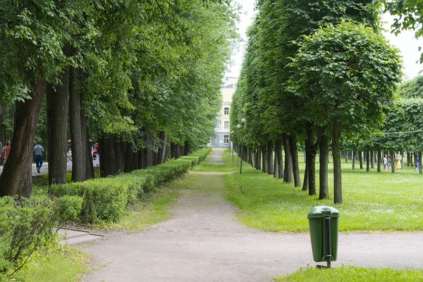 Weg langs bomen in de stad Park in Moskou. — Stockfoto